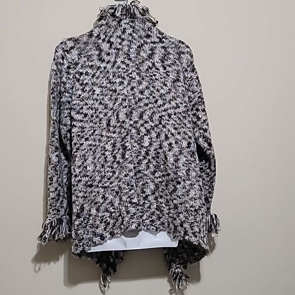 CASAMIA Brown Multicolored Ruffle Cardigan Sweater Sz M/L - Picture 7 of 9
